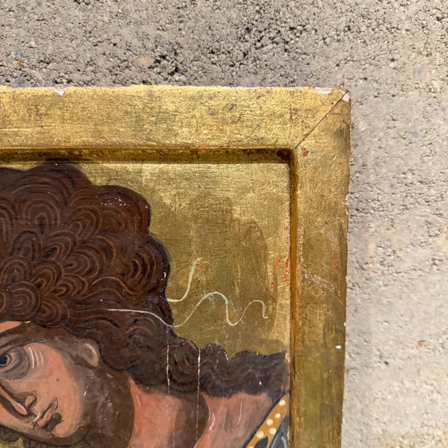 Early 20th Century Early 20th Century Art Byzantine Female Icon Gold Painting For Sale - Image 5 of 10