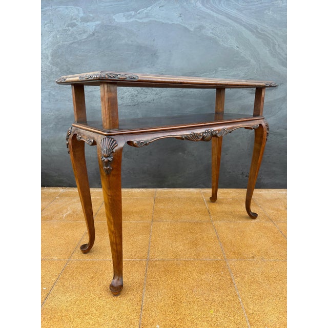 1950s French Louis XV Style Carved Console Table with Cabriolé Legs For Sale - Image 9 of 14