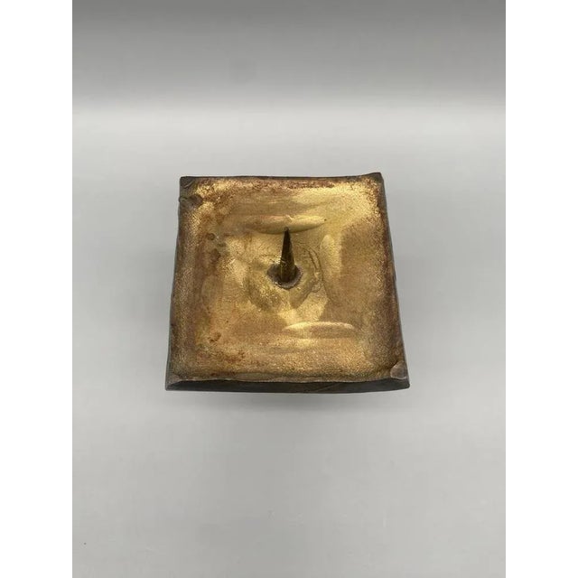 Metal Brutalism Candle Stand in Bronze from Weiland Basel, 1960s For Sale - Image 7 of 9