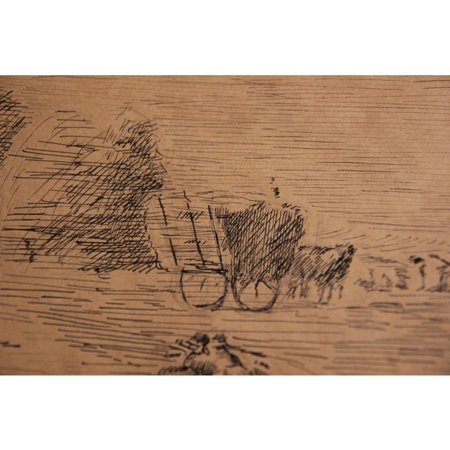 Mid 19th Century Jean-François Millet - After "The Gleaners" Ink Drawing Painting Study 19th Century For Sale - Image 5 of 7