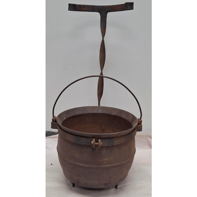 19th Century Cast Iron Handled Cauldron With Stand For Sale - Image 10 of 11