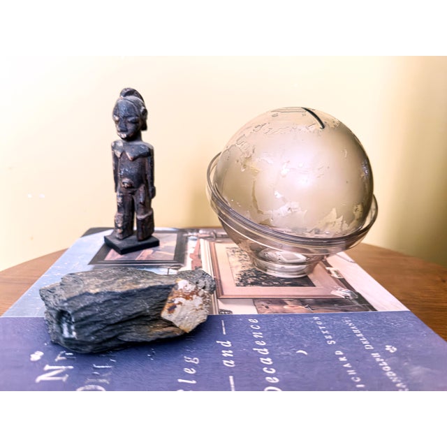 1970s Vintage, 1970s Smoked Resin Globe Money Box With World Map, Collectible For Sale - Image 5 of 7