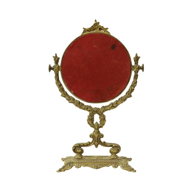 Gold French Baroque Style Gilt Brass Table Mirror, 1950s For Sale - Image 8 of 17