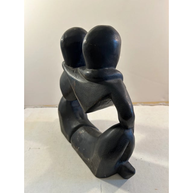 1970s 1970s Abstract Hand Carved Wood Sculpture Signed For Sale - Image 5 of 10