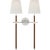 Bryant Large Wrapped Double Tail Sconce in Polished Nickel and Natural Leather with Linen Shades Designer: Thomas O'Brien...