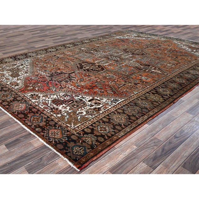 1960s Red Vintage Persian Heriz Hand Knotted Wool Rug For Sale In New York - Image 6 of 12