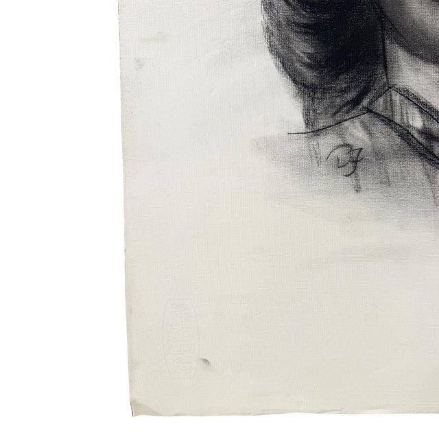 An original vintage charcoal drawing of a woman by Oklahoma artist Donna Foreman Hopper, sourced directly from her estate...