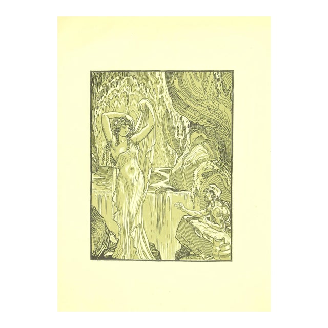 Ferdinand Bac , The Vestal in the Waterfall , Original Lithograph by F. Bac , 1922 For Sale