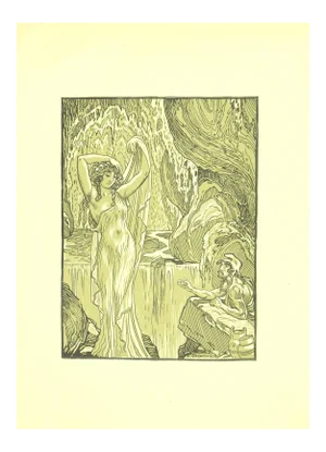 Ferdinand Bac , The Vestal in the Waterfall , Original Lithograph by F. Bac , 1922