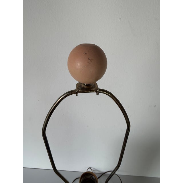 Brown Vintage Carved Oak Wood Table Lamp With Green Inset Panels For Sale - Image 8 of 12