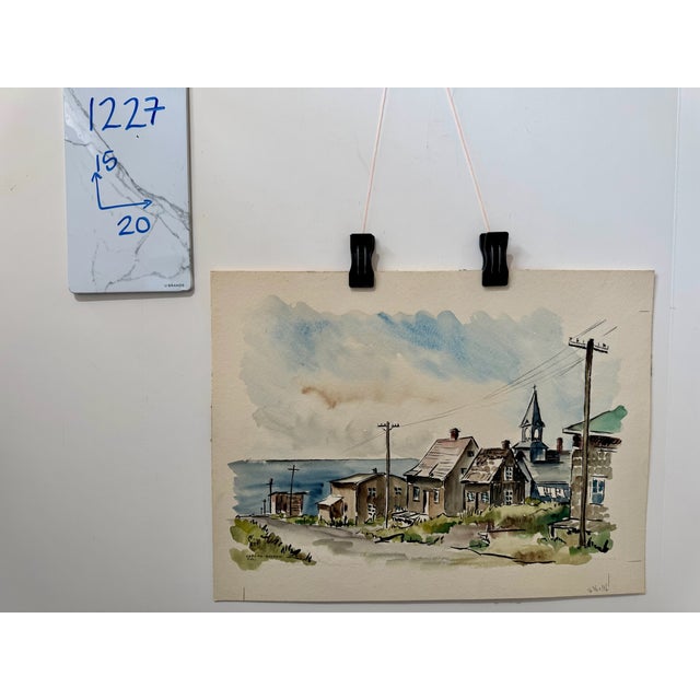 Paper Henry Emil Salloch Original Watercolor on Paper Cap-Au-Renard, p.q. 1957. For Sale - Image 7 of 7