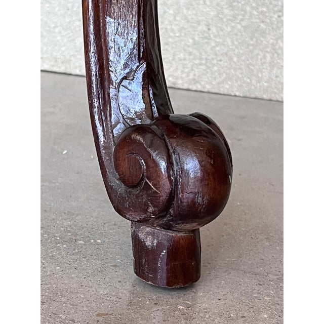 Large French Regency Carved Walnut Console Table With Tilted Edges For Sale - Image 10 of 11