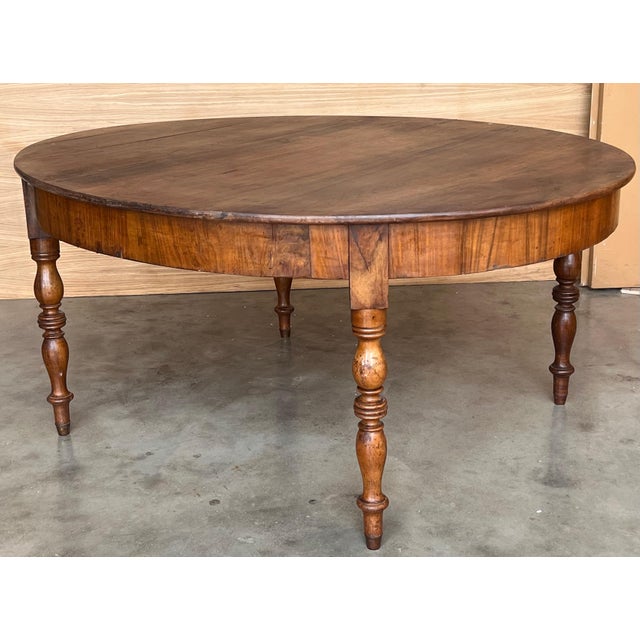 19th Solid Walnut Oval Center Country Table with turned legs, France For Sale - Image 12 of 18