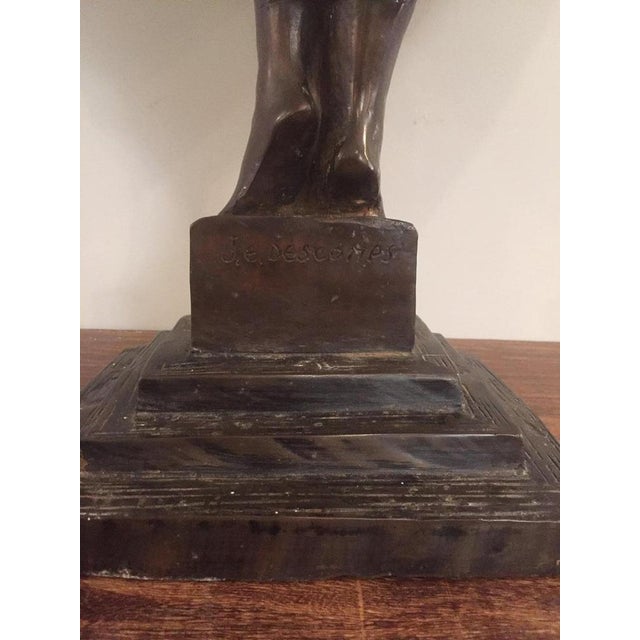 1930s French Art Deco Bronze Dancer Figure by J.E Descomps For Sale - Image 5 of 18