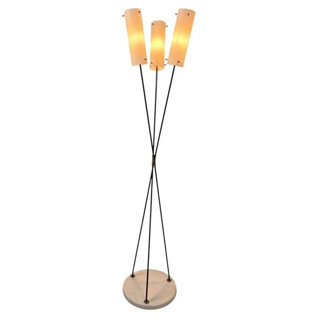 Mid-Century Modern Floor Lamp in Brass with Marble and Opal Glass by Angelo Lelii, Italy, 1950 For Sale - Image 13 of 13