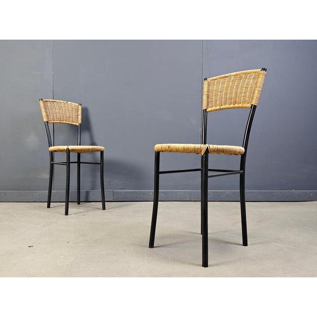 1980s Vintage Wicker Dining Chairs, 1980s, Set of 4 For Sale - Image 5 of 12