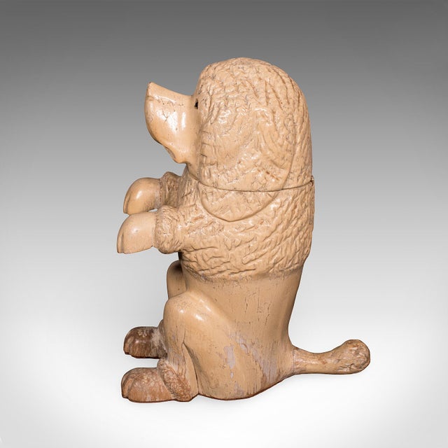 Wood Antique Poodle Tobacco Jar, English, Fruitwood, Dog, Treen, Figural, Edwardian For Sale - Image 7 of 12