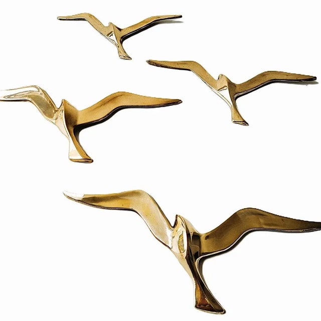 Gold Large Vintage Wall Hanger in Brass, 1950s, Set of 4 For Sale - Image 8 of 9