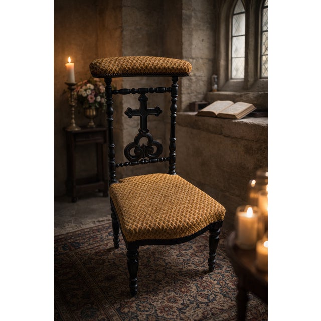 French Neo-Gothic Prie-Dieu Prayer Chair, 1870s For Sale - Image 3 of 8
