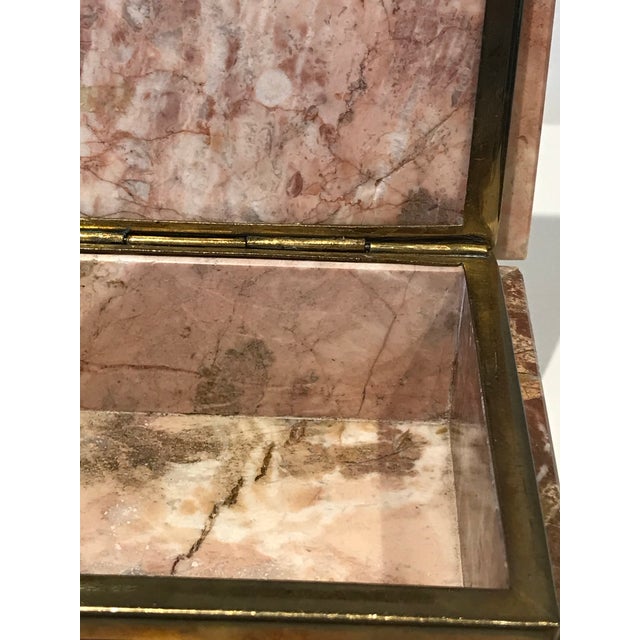 Stone 1960s Pink Marble Lidded Rectangular Jewelry Box For Sale - Image 7 of 8