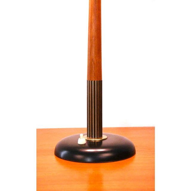 Black Swedish Modern Teak and Brass Table Lamp from Boréns, 1940s For Sale - Image 8 of 10