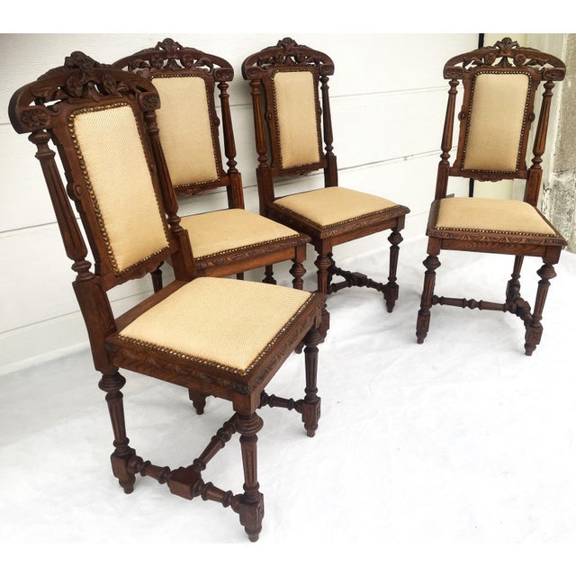Neo-Renaissance Carved Wooden Chairs from Befos, 1880s, Befos, Set of 4 For Sale - Image 12 of 18