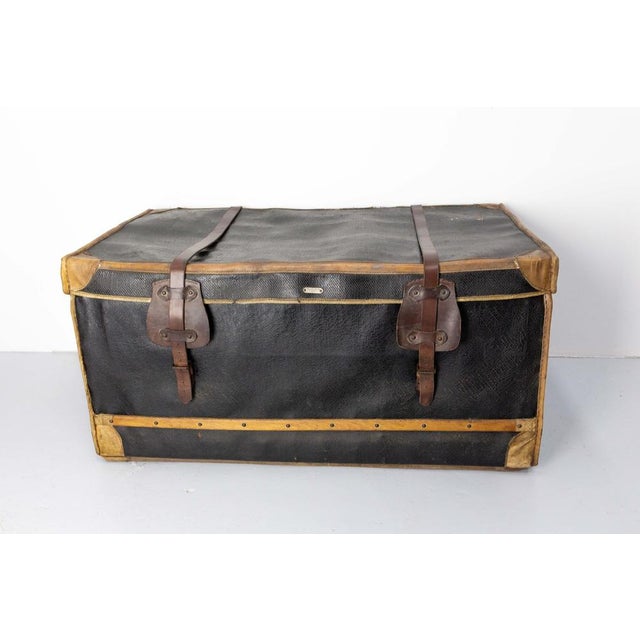 Late 19th Century French Leather Trunk with Train Labels For Sale - Image 3 of 18