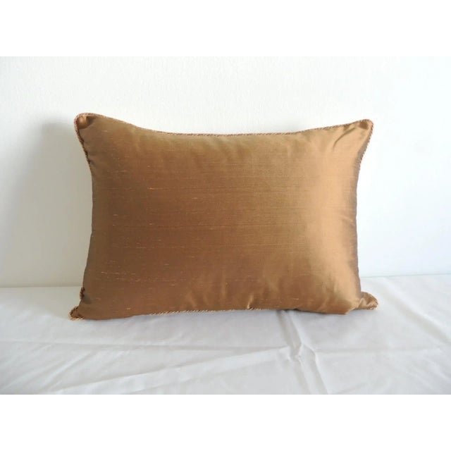1980s Vintage Gold & Silver Silk Woven Obi Decorative Bolster Pillow For Sale - Image 5 of 7