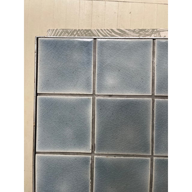 Slate Blue Heavy Iron Indoor/Outdoor Tile Top Conversation Cocktail Table For Sale - Image 4 of 6