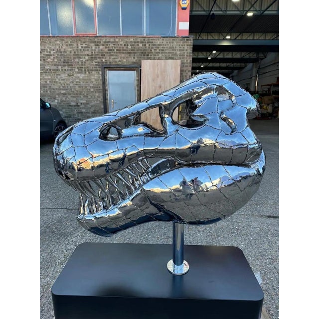 Metal Tyrannosaurus Rex Sculpture in Stainless Steel For Sale - Image 7 of 15