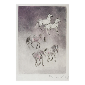 Late 20th Century Kaiko Moti Horses Aquatint Etching