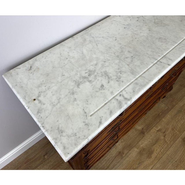Antique French Oak Marble Top Chest of Drawers For Sale - Image 11 of 16