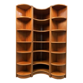 Vintage Danish Modular Curved Teak Shelving Unit For Sale