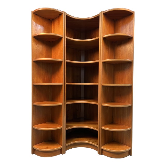Vintage Danish Modular Curved Teak Shelving Unit For Sale