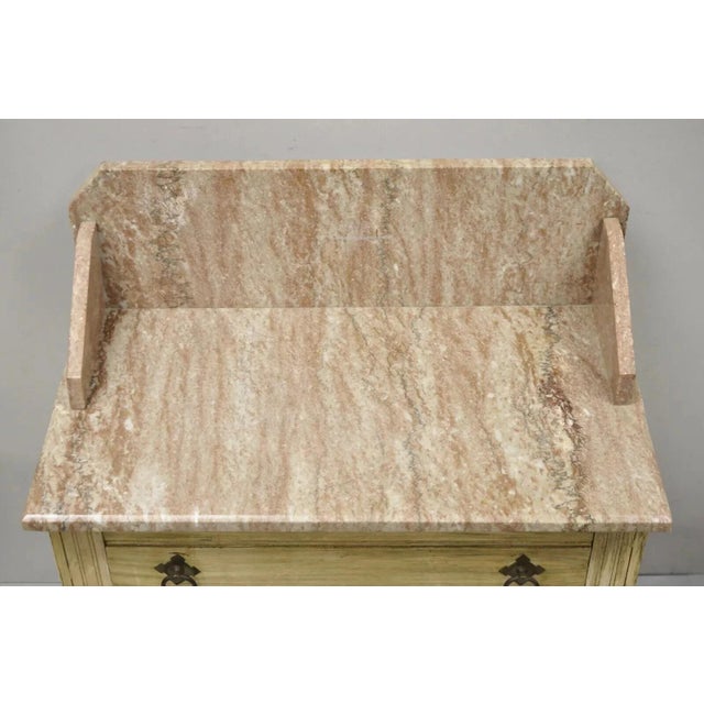 Antique Eastlake Victorian Pink Marble Backsplash Washstand Nightstand Cabinet For Sale - Image 12 of 12