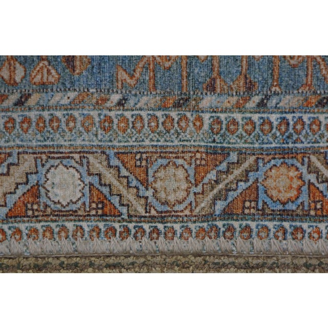 Vintage Geometric Turquoise Rug Runner Mat 5 X 2 For Sale - Image 11 of 14