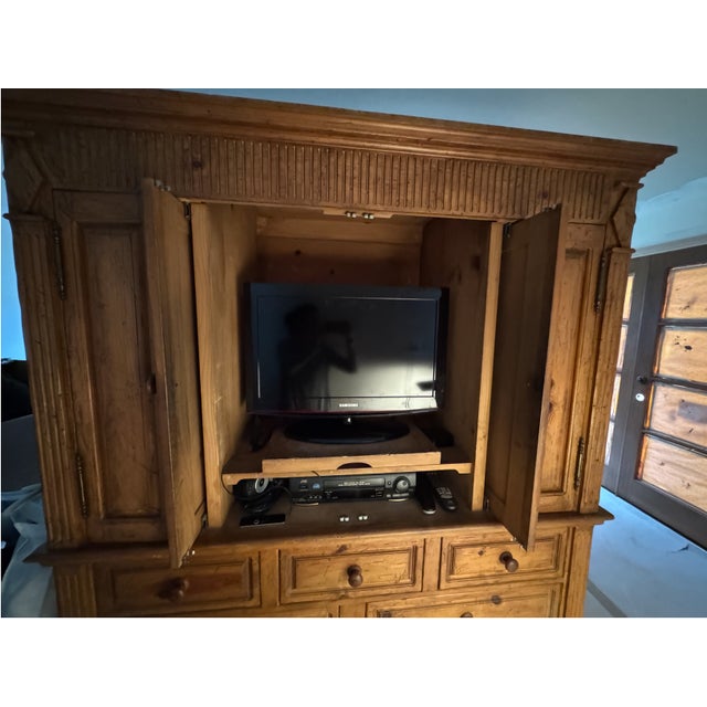Late 20th Century Solid Wood Custom Made Armoire/Dresser/Tv Cabinet For Sale - Image 4 of 4