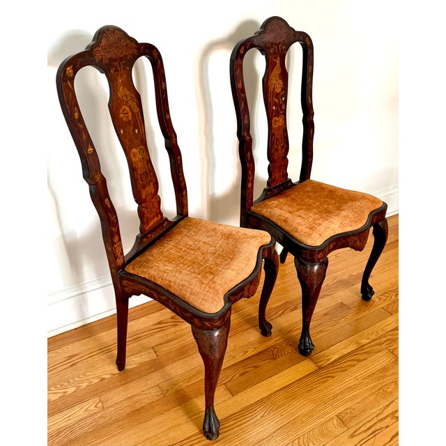 19th Century Dutch Marquetry Inlaid Side Chairs, a Pair For Sale - Image 18 of 18