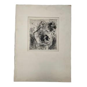 Original 1938 Robert Mallory 'Abundance' Expressionist Portrait Mexico Etching