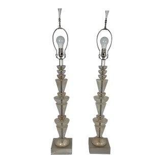 Vintage French Lucite Stack Lamps For Sale