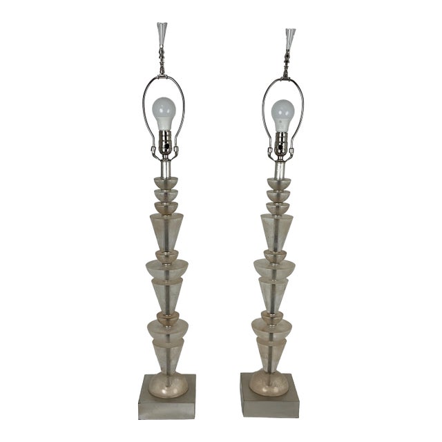 Vintage French Lucite Stack Lamps For Sale