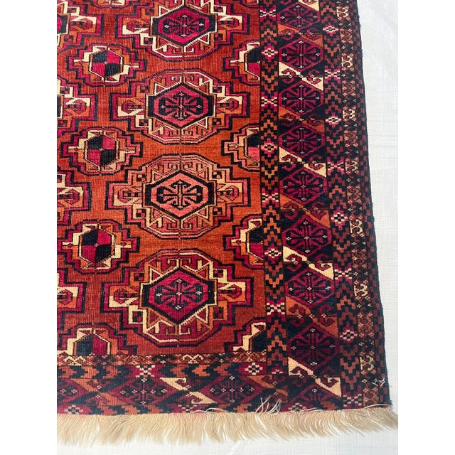 1900s Antique Tribal Afghan Rug, handmade and hand-knotted