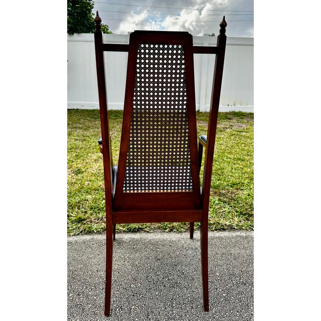 Mid-Century Hollywood Regency Wood and Cane Dining Chairs- Set of Six For Sale - Image 9 of 9