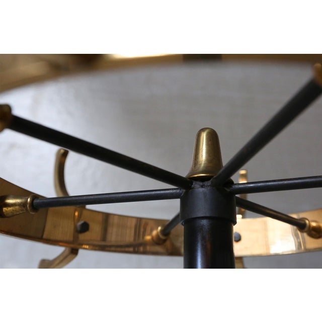 1950s Mid-Century Black Metal and Brass Coat Rack attributed to Jacques Adnet, France, 1950s For Sale - Image 5 of 14