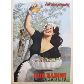 1950 Original Italian Advertising Carton, Olio Radino For Sale