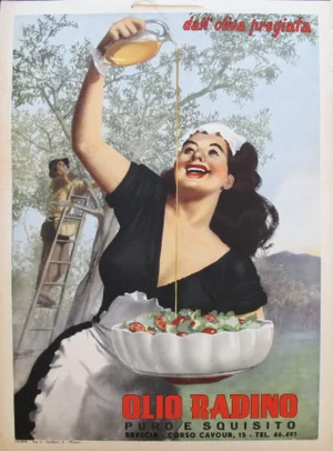 1950 Original Italian Advertising Carton, Olio Radino