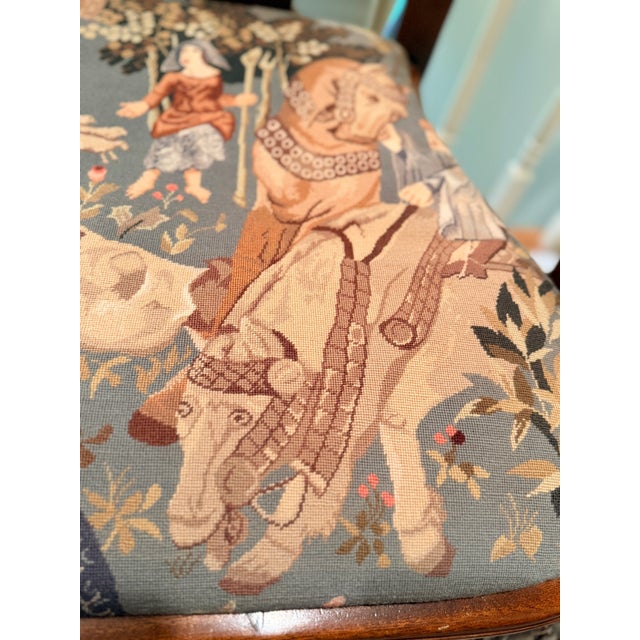 Maitland - Smith Carved Settee With Needlepoint Seat For Sale - Image 4 of 11