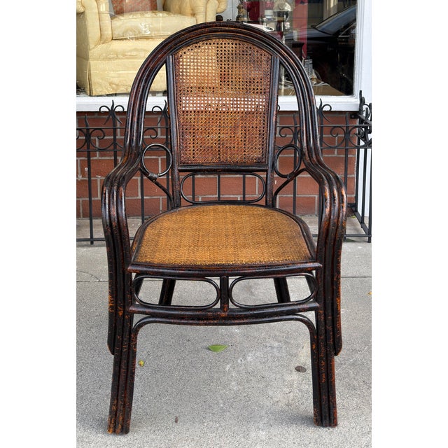 Antique Chinese Bamboo wicker Armchairs. 1 of 2 available.