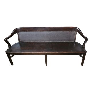 Sikes Chair Co. Mahogany & Leather 1900s Railroad Station Bench For Sale