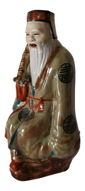 Antique Taoist Teacher Immortal Scholar Zhang Guola Porcelain Figure Chinoiserie